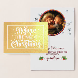 Stylish Luxury Golden Grandma Christmas  Foil Card