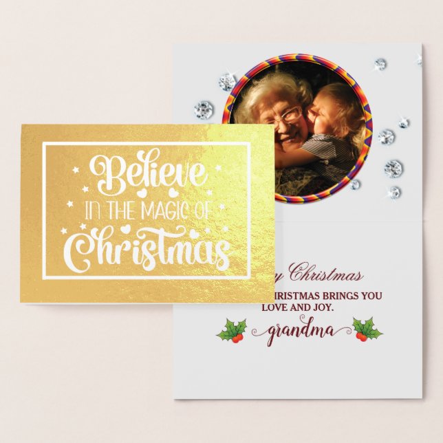 Stylish Luxury Golden Grandma Christmas  Foil Card (Display)