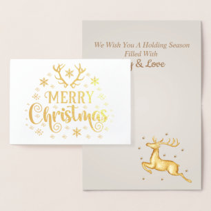 Stylish Luxury Golden Reindeer Christmas Foil Card
