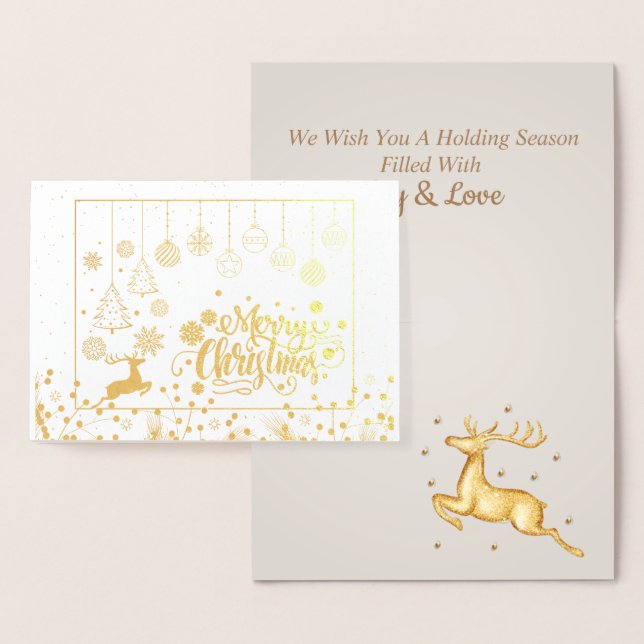 Stylish Luxury Golden Reindeer Christmas Foil Card (Display)
