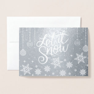 Stylish Luxury Silver Let It Snow Christmas  Foil Card