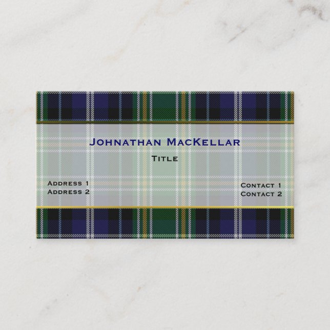 Stylish MacKellar Clan Plaid Custom Business Card (Front)