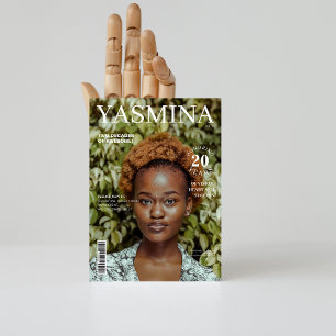 Stylish magazine cover photo 20th birthday invitation