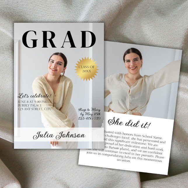 Stylish Magazine Graduate Photo 2024 Graduation Invitation (Stylish Magazine Graduate Photo 2024 Graduation Invitation)