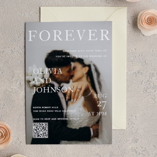 Stylish Magazine Style Qr Code Wedding Invitation