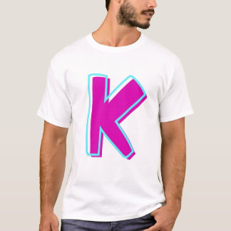 Stylish Magenta and Teal Letter K T-Shirt