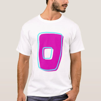 Stylish Magenta and Teal Letter O T-Shirt