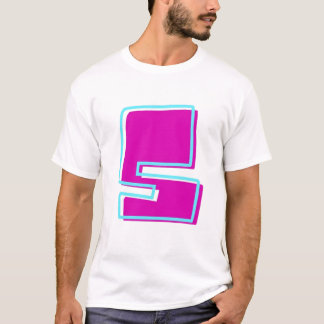 Stylish Magenta and Teal Letter S T-Shirt