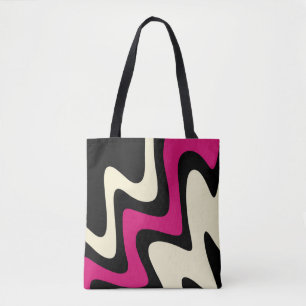 Stylish Magenta Beige Black Tote Bag