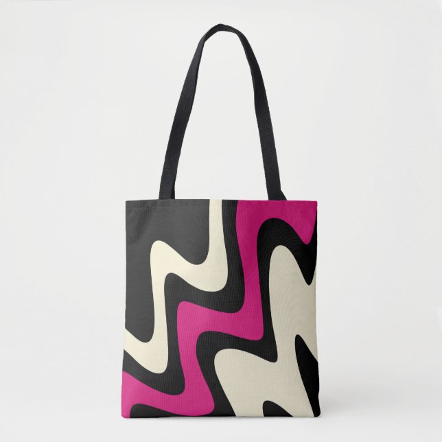 Stylish Magenta Beige Black Tote Bag (Front)