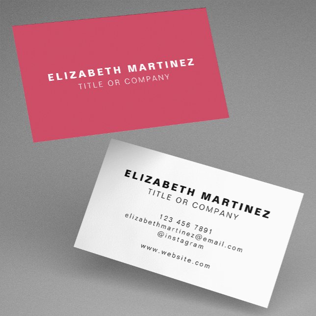 Stylish Magenta Pink Front and Back Personalised Business Card (Creator Uploaded)