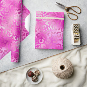 Stylish Magenta Pink Shimmer Glitter Leopard Spots Wrapping Paper