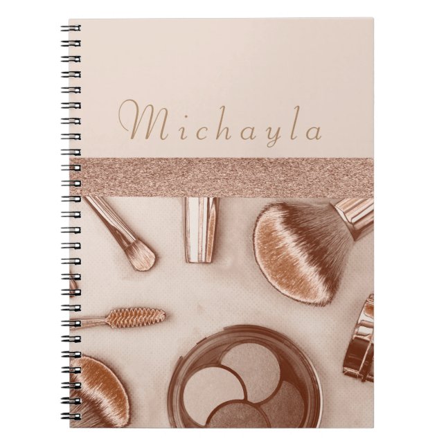 Stylish Make Up collection  in Bronze Glitter Notebook (Front)