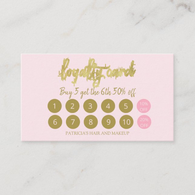 Stylish Makeup Artist Hair Salon 10 Loyalty Card (Front)
