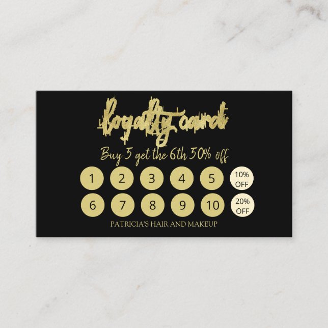 Stylish Makeup Artist Hair Salon 10 Loyalty Card (Front)