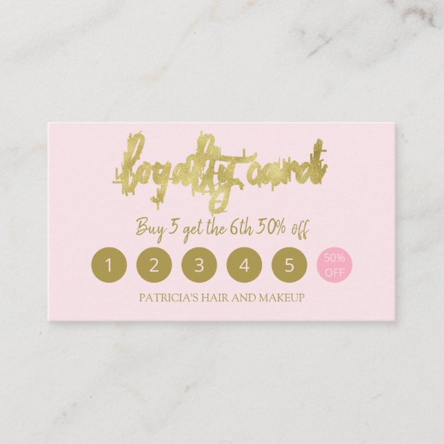 Stylish Makeup Artist Hair Salon 5 Loyalty Card (Front)