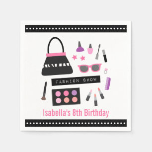 Stylish Makeup Fashion Show Birthday Party Napkins