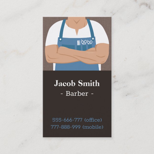 Stylish Male Barber Shop Business Cards (Front)