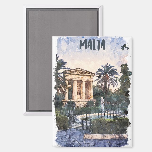 Stylish Malta Mediterranean Vintage Travel Magnet (Front/Back)