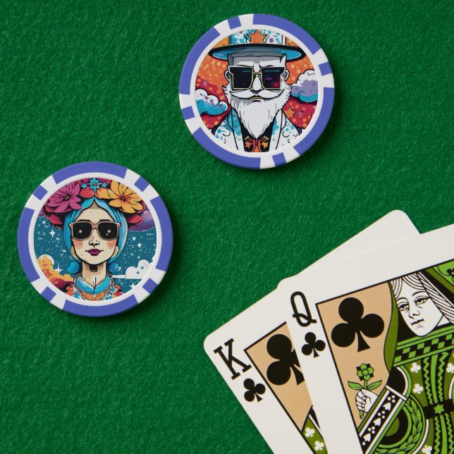 Stylish Man Postcard Poker Chips (Poker Table (Double))