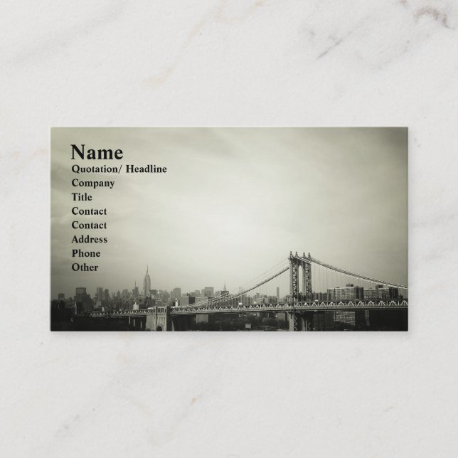 Stylish Manhattan Bridge Architectural Business Card (Front)