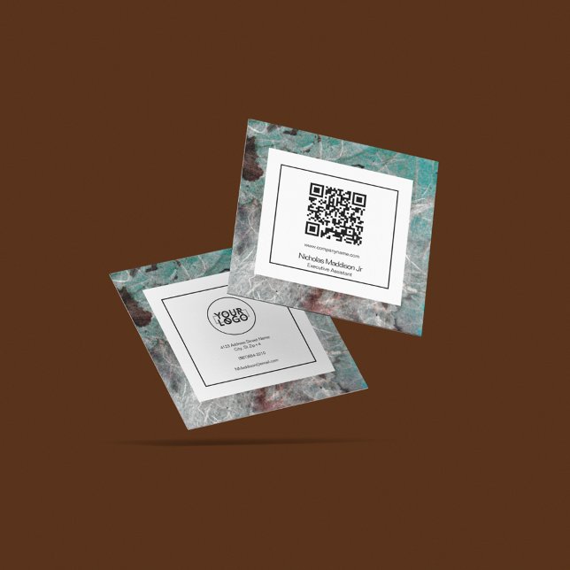 Stylish Marble Abstract Modern Grunge Mint Square Business Card (Creator Uploaded)