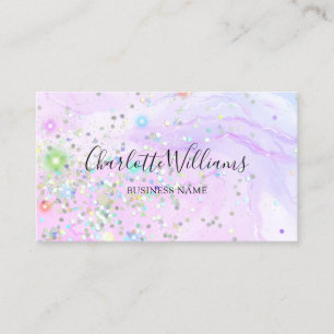 Stylish Marble Alcohol Ink Holographic Glitter Business Card