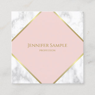 Stylish Marble Gold Blush Pink Modern Template Square Business Card