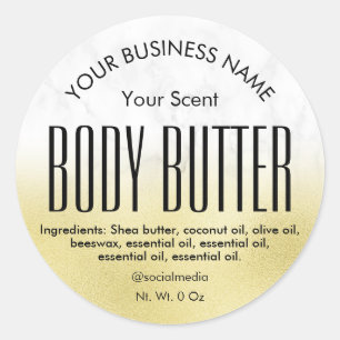 Stylish Marble Gold Foil Body Butter Labels