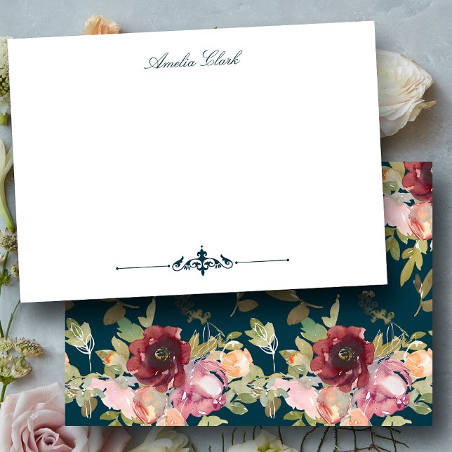 Stylish Maroon and Teal Floral Card (Creator Uploaded)
