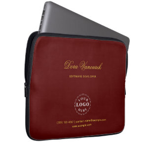 Stylish Maroon Custom Script Professional Modern Laptop Sleeve