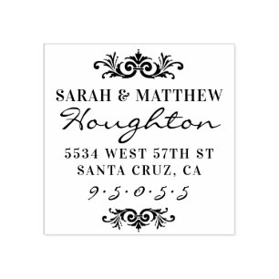 Stylish Married Couple Names Return Address Rubber Stamp