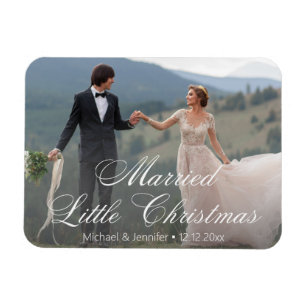 stylish married little christmas wedding photo  magnet