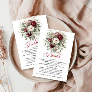 Stylish Marsala Floral Greenery Gold Details Enclosure Card