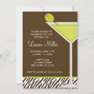 Stylish Martini Drink Birthday Party Invitation