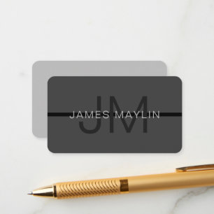 Stylish Masculine Dark Grey Name & Monogram  Enclosure Card