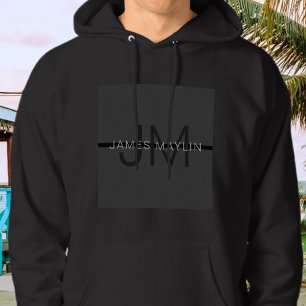 Stylish Masculine Dark Grey Name & Monogram  Hoodie