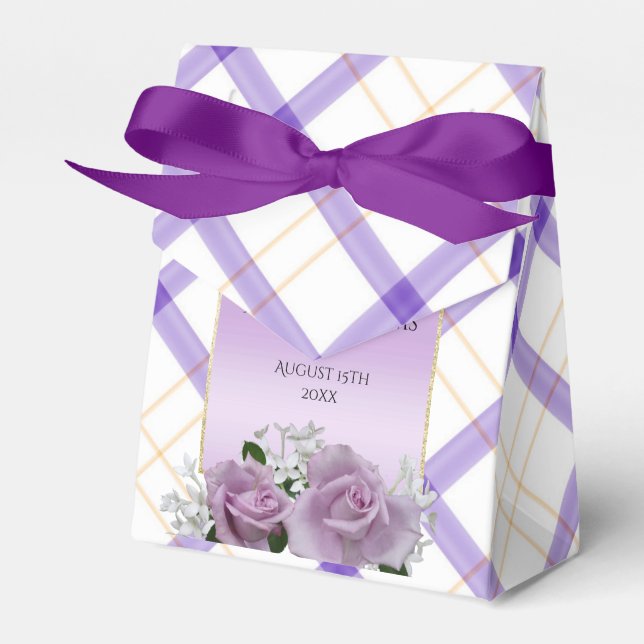 Stylish Mauve Floral Birthday Favour Box (Front Side)