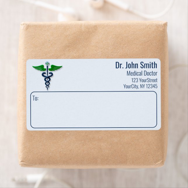 Stylish Medical Caduceus Green Wings Cross Blue (Insitu)