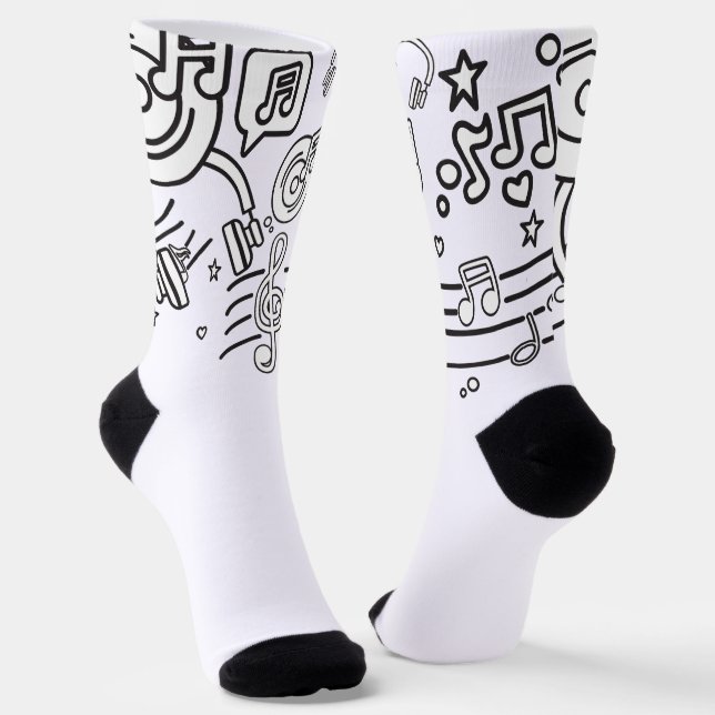 Stylish Melody: Music-Themed Socks (Angled)