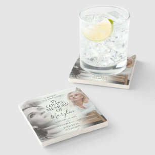 Stylish Memorial Before & After Photo Keepsake Stone Coaster