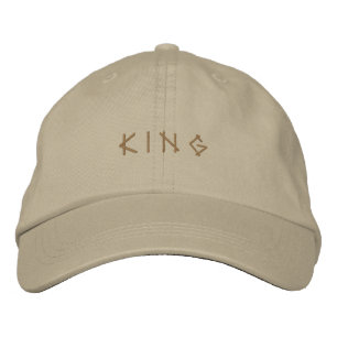 Stylish Men KING Text Khaki-Hat Printed Formal Fit Embroidered Hat