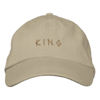 Stylish Men KING Text Khaki-Hat Printed Formal Fit Embroidered Hat