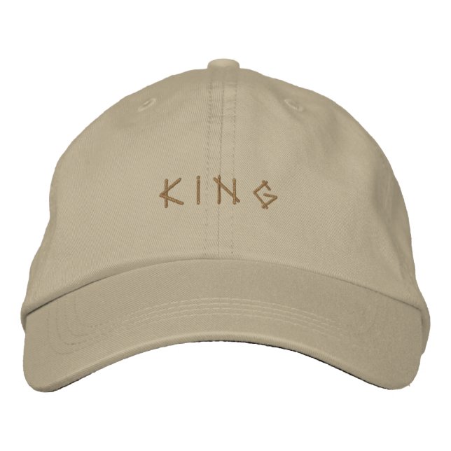 Stylish Men KING Text Khaki-Hat Printed Formal Fit Embroidered Hat (Front)