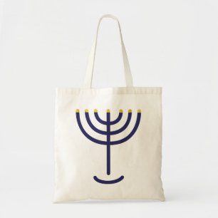 Stylish Menorah Navy Gold Tote Bag