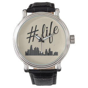 Stylish Men's Vintage Black Leather Strap watch