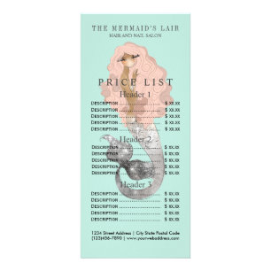 Stylish Mermaid Feminine Coastal Salon Rack Card
