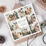 Stylish Merriest Christmas Script Photo Collage Holiday Card<br><div class="desc">Imagine a square Christmas card designed to spread holiday joy and nostalgia. The front of the card is a collage of eight heartwarming photos, capturing the essence of your festive celebrations and cherished moments. In the centre of this delightful photo mosaic, you'll find the greeting "Merriest Christmas" beautifully scripted in...</div>