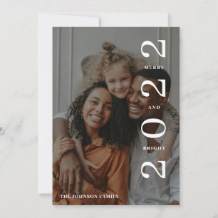 Stylish Merry and Bright Photo Green Christmas  Holiday Card