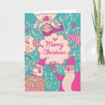 Stylish Merry Christmas Card<br><div class="desc">Stylish Merry Christmas card in bright colours. Cute Santa Claus,  Funny Bear in glasses,  sweet Snowman,  lovely Angel and nice Owl in cartoon childish holiday card © and ® Bigstock® - All Rights Reserved.</div>